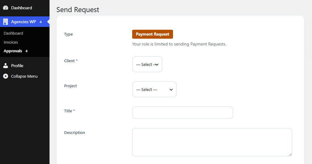 AgenciesWP Accountant role - access limited to invoices and approvals