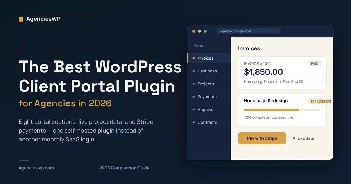 Best WordPress client portal plugin dashboard showing branded client login